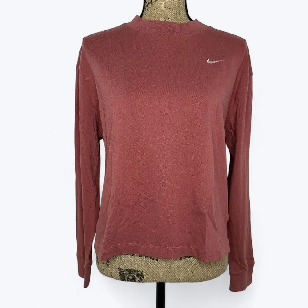 Nike Functional Long Sleeve Shirt Sz M Dusty Pink Embroidered‎ Swoosh BV5429-897